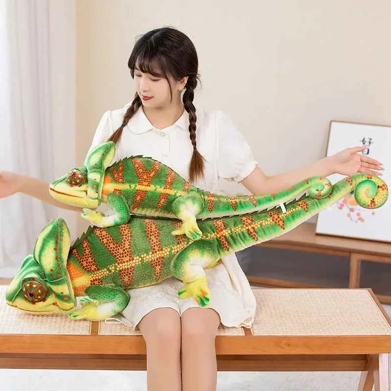 Giant Realistic Chameleon Plush Toy – Long Stuffed Animal Pillow