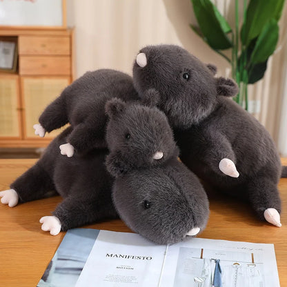 Funny Simulation Black Mouse Plush Pillow - Lifelike Lying Rat Stuffed Animal Room Decor and Gift, 3 Sizes