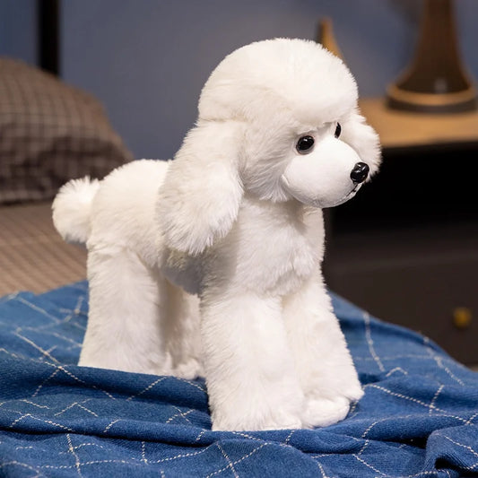 Kawaii Lifelike Poodle Plush Doll - Soft Stuffed Realistic Puppy Toy and Gift in 2 Colors, 20cm and 32cm White
