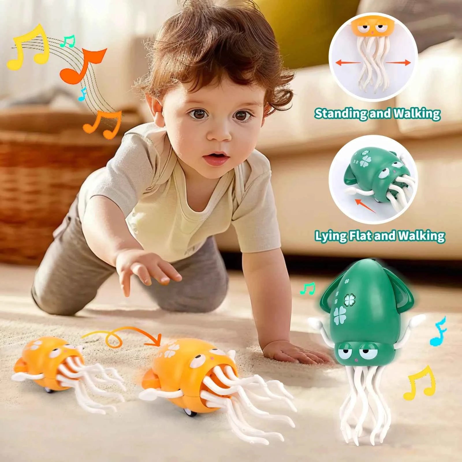 Kawaii Electronic Dancing Squid Toy – LED Light & Music Interactive Robot Lantern (7 Colors)