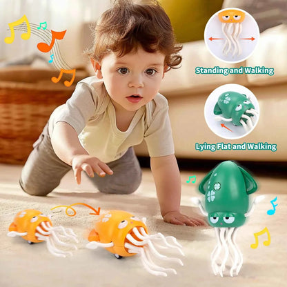 Kawaii Electronic Dancing Squid Toy – LED Light & Music Interactive Robot Lantern (7 Colors)
