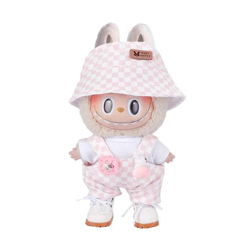 6.69inch Labubu Doll Clothes Set with 3 Stylish, Fisherman Hat Sweater Pants or Skirt for Bulabu Dolls（No doll）