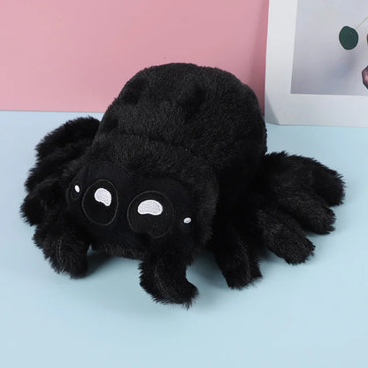 Kawaii Spider Plush Toy - Soft Stuffed Halloween Companion Doll and Gift, 3 Colors Black 20cm (7.87")