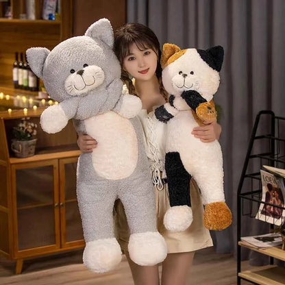 Japanese Sleeping Black Cat Plush Toy – Kawaii Kitten Hug Pillow