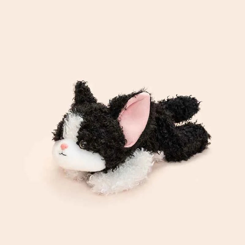 Kawaii Devon Rex Cat Plush Doll - Soft Realistic Lying Curly Kitten Stuffed Pillow and Gift, 3 Sizes