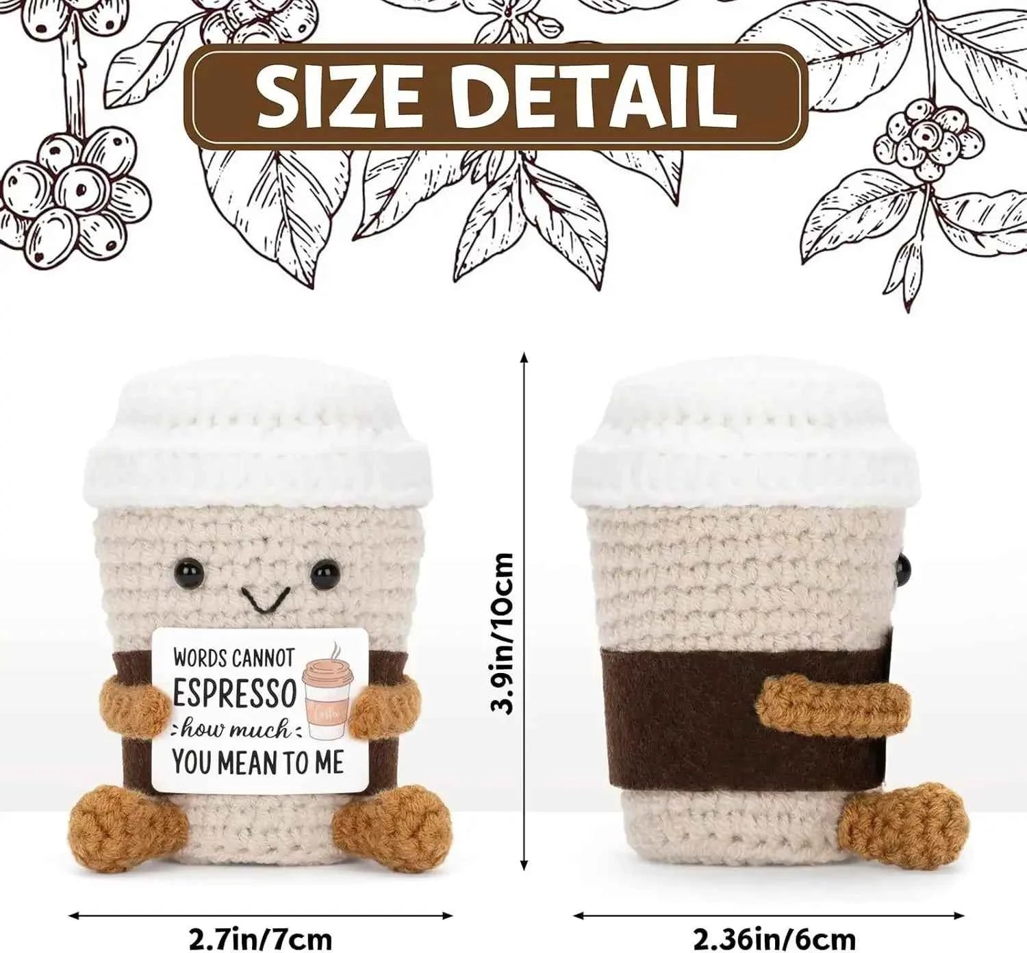 Funny Crochet Emotional Support Coffee Doll Card Desktop