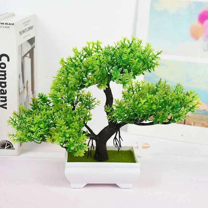 Artificial Plants Bonsai Small Tree Pot Fake Plant Flowers Green