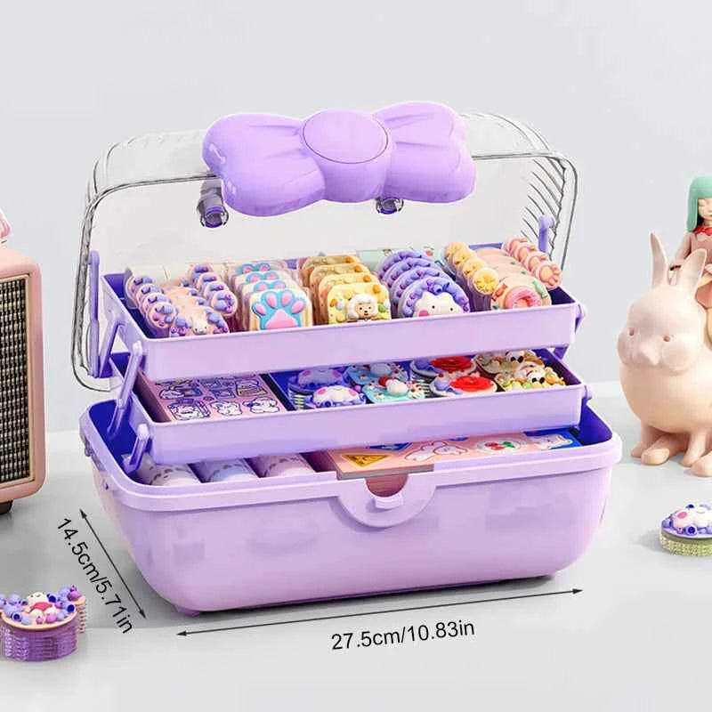 Multi-layer Hairpin Organizer Cute Girl Jewelry Case Head Purple
