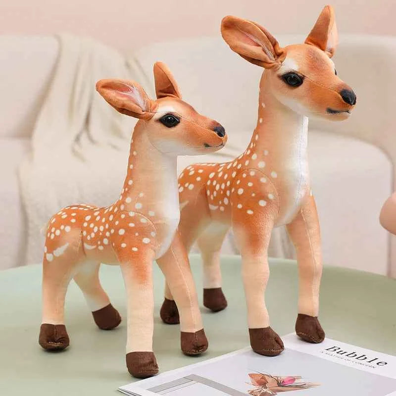 Kawaii Sika Deer Plush Doll - Soft Stuffed Lifelike Stag and Doe Animal Toy and Gift, 30cm and 40cm