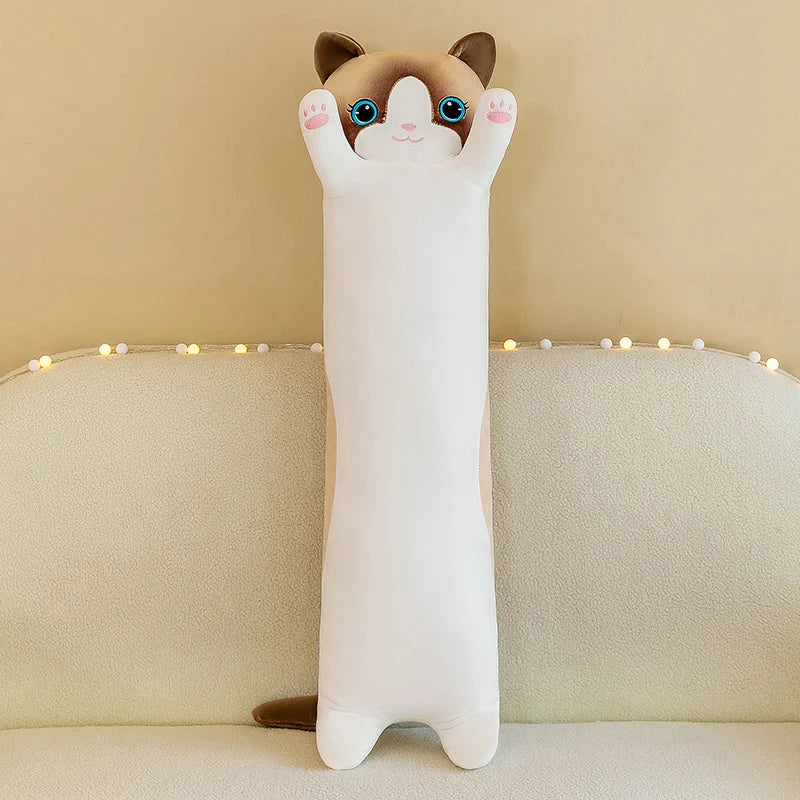 15 Styles 50-150cm Long Cat Plush Toys Stuffed Soft Pause Office Dog Doll Bed Sleepping Pillow Home Decor Birthday Girls Gifts xin white