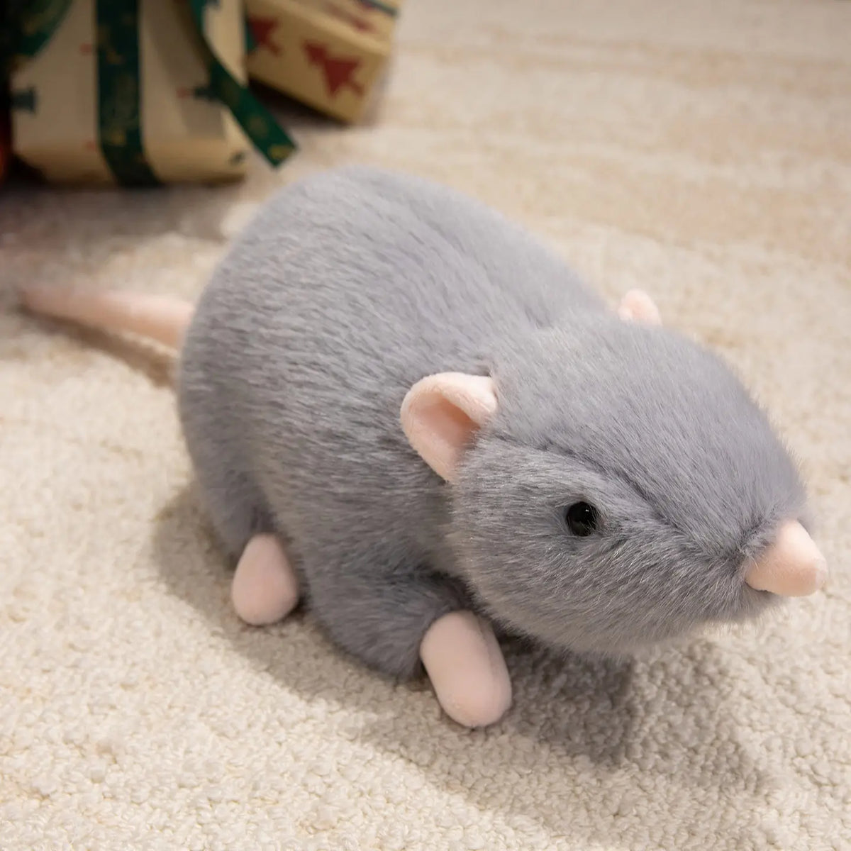 Kawaii Simulation Mouse Plush Doll - Soft Lifelike Stuffed Rat Toy and Birthday Gift, 3 Colors and 4 Sizes Gray
