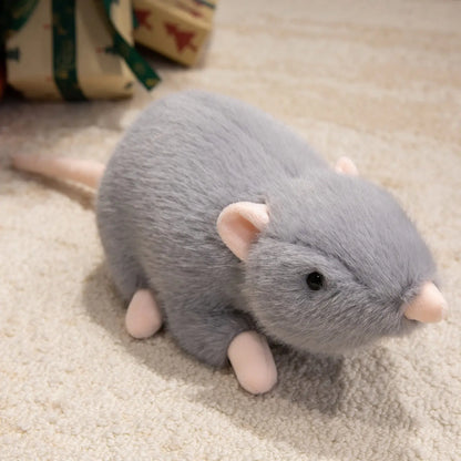 Kawaii Simulation Mouse Plush Doll - Soft Lifelike Stuffed Rat Toy and Birthday Gift, 3 Colors and 4 Sizes Gray