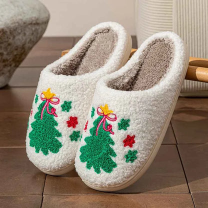 Christmas Tree Couple Slippers - Women's/Men's Soft Warm Indoor Holiday Shoes