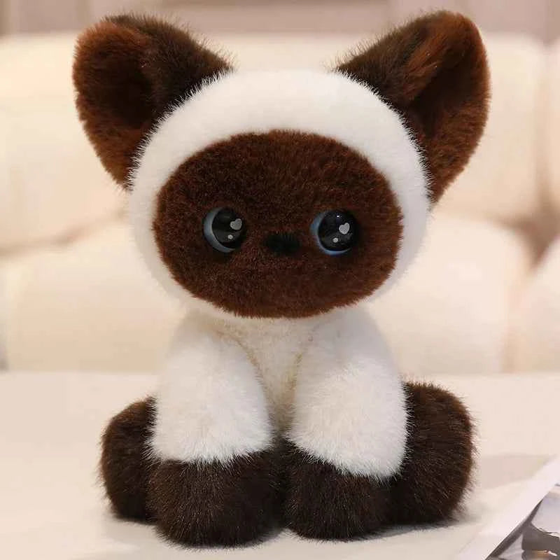 24cm Adorable Sitting Devon Cat Siamese Cat Plush Toy Doll Home Office Decoration, Perfect Gift for Cat Lovers Boys And Girls