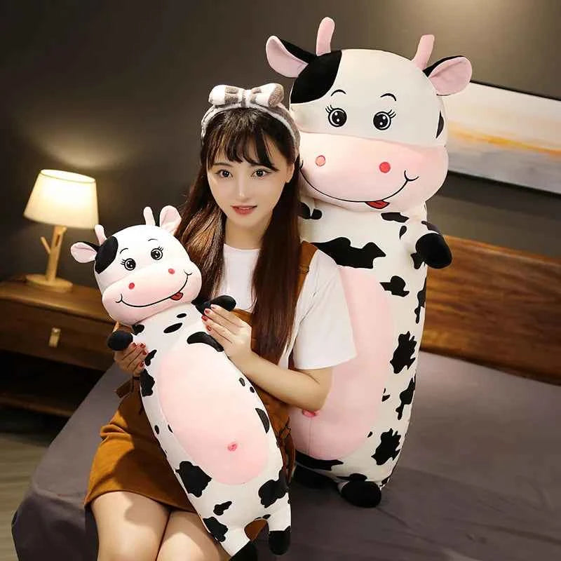 Giant Milk Cow Plush Toy – Cute Sleeping Cow Stuffed Animal Body Pillow
