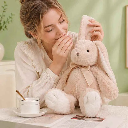 Bow Lop Ear Rabbit Plush Toys Soft Bunny Stuffed Animal Rabbit with Long Ear for Children Accompany Doll Birthday Gift