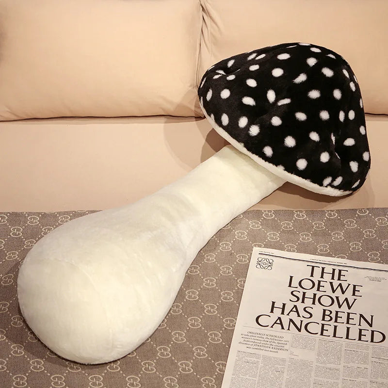 Giant Mushroom Plush Pillow – Huggable Plant Cushion for Sofa & Floor Black