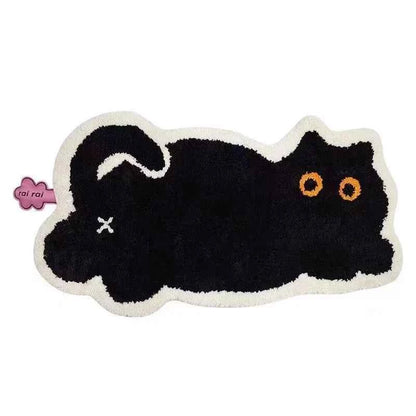 Black Cat Rug Cute Imitation Cashmere Family Bedroom Bed