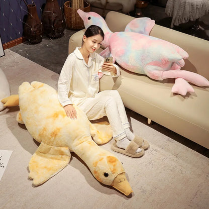 Giant Colorful Goose Plush Pillow – 130cm Long Stuffed Hug Cushion