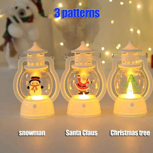 Portable LED Christmas Santa Snowman Lanterns - Indoor Holiday Decor Lights