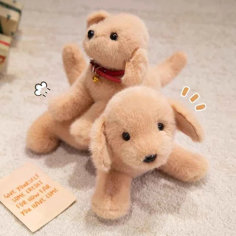 Kawaii Lifelike Dog Plush Pillow - Soft Stuffed Golden Retriever and Labrador Toy in 2 Colors and 3 Sizes, 30-43cm