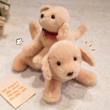 Kawaii Lifelike Dog Plush Pillow - Soft Stuffed Golden Retriever and Labrador Toy in 2 Colors and 3 Sizes, 30-43cm
