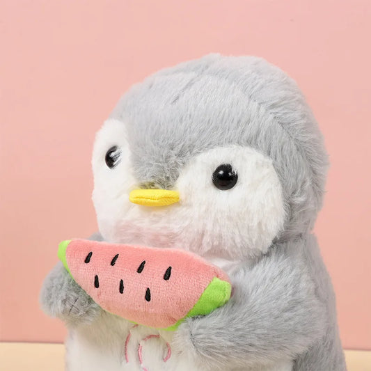 Watermelon Penguin Breathing Plush Toy – Music & Light Companion