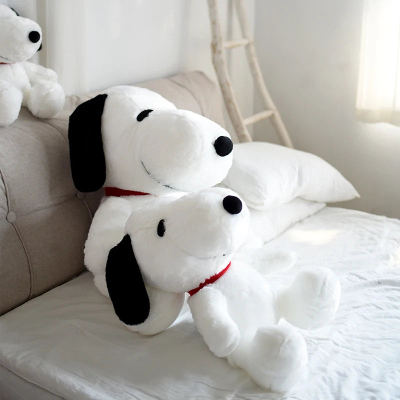 White Cartoon Dog Plush Pillow – Soft Stuffed Animal Doll