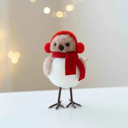 Cute Plush Bird/Bear Couple Christmas Tree Hanging Pendant - Handcrafted Xmas Ornament