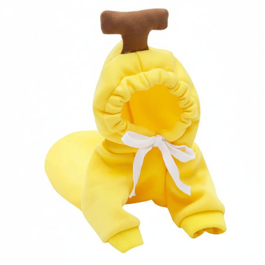 Cute Fruit Dog Hoodie – Warm Fleece Pet Jacket for Small Dogs Yellow