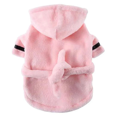 Hooded Pet Dog Bathrobe - Super Absorbent Drying Towel & Cozy Pajamas for Puppy & Cat (Small/Medium)