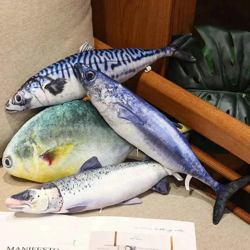 Kawaii 3D Simulation Fish Plush Pillow – Realistic Stuffed Tuna, Salmon, Grouper & More