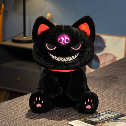 Dark Pirate Cat Plush Toy – Gothic Halloween Stuffed Black Cat Doll Black 11.8" (30cm)
