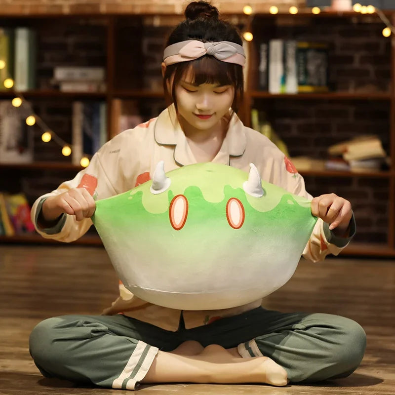 Genshin Impact Elemental Slime Plush Pillow - Soft Stuffed Cushion Collectible Gift, 7 Elements and 2 Sizes