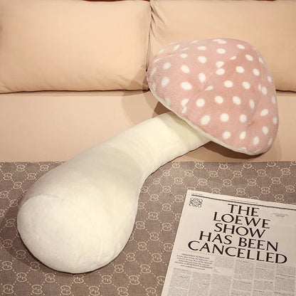 Giant Mushroom Plush Pillow – Huggable Plant Cushion for Sofa & Floor Pink