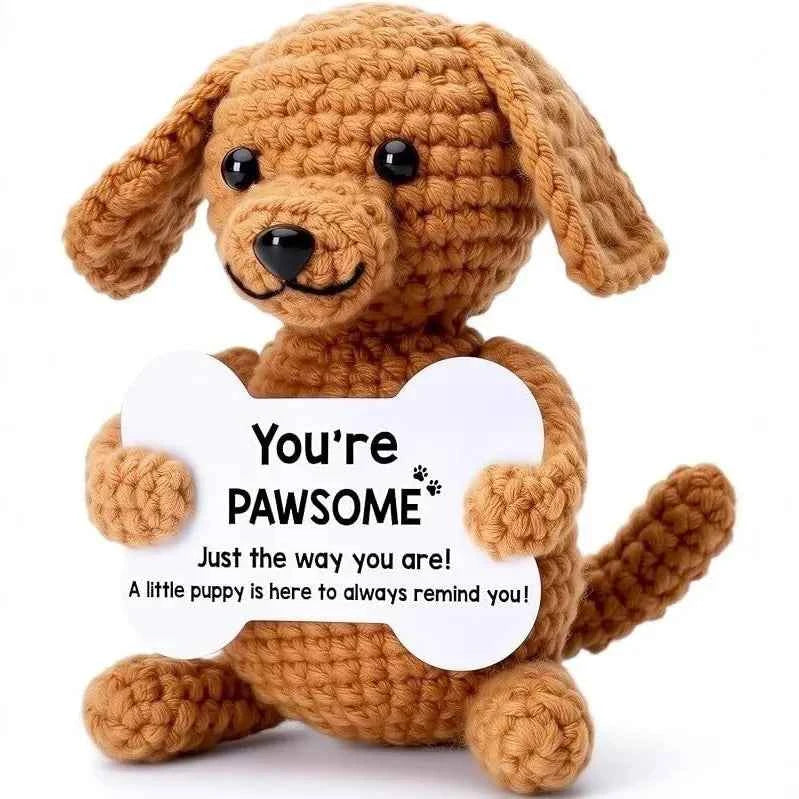 Funny Crochet Emotional Support Coffee Doll Card Desktop Dog