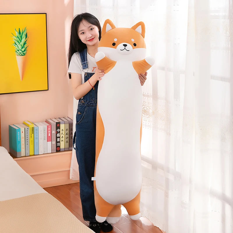 Kawaii Shiba Inu Long Leg Plush Pillow - Soft Stuffed Dog Sleeping Cuddle Doll and Gift, 4 Sizes Yellow