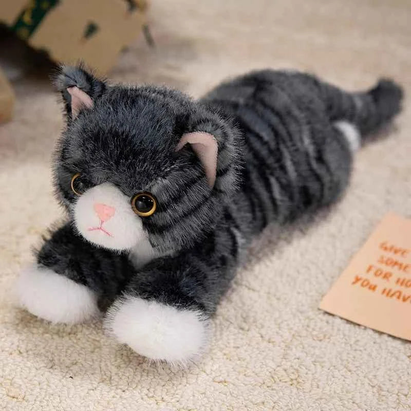 6 Colors Cute Simulation Cat Plush Toys Soft Stuffed Kitten Model Fake Cat Realist Animals Kids Girls Valentine's Day Gift