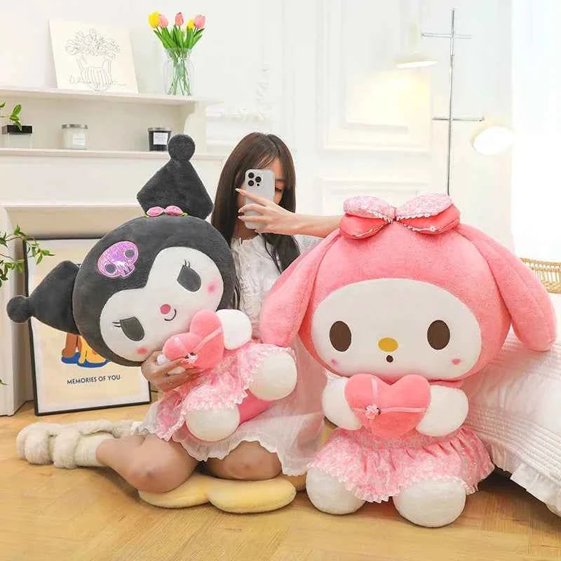 40/50/60cm Sanrio Kuromi Melody Hello Kitty Plush Toy Kawaii Cartoon Big Size Plush Doll Soft Stuffed Pillow Kids Birthday Gifts
