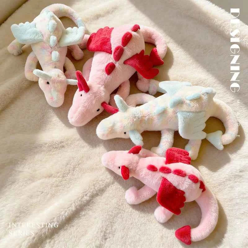 50/70CM Cartoon Hot Flying Dragon Plush Toy With Wings Green Pink Long Tail Plush Toy Pillow Gift