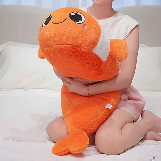 Kawaii Clown Fish Plush Toy – Cute Orange Fish Stuffed Animal Pillow