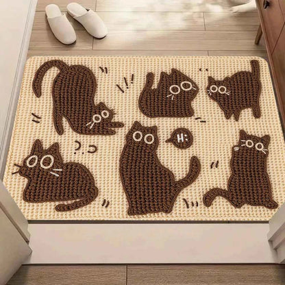 Cute Cartoon Cat Pattern Carpet Mat Rug Soft Non Slip Floor Mat for Living Room Bedroom Home Decoration Floor Mat Welcome Mat