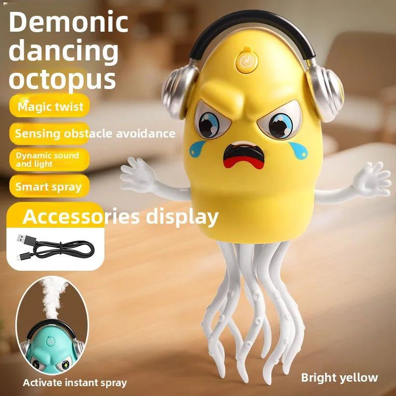 Kawaii Dancing Octopus Electronic Pet Toy – USB Rechargeable Interactive Kids Toy (6 Colors) Spray yellow