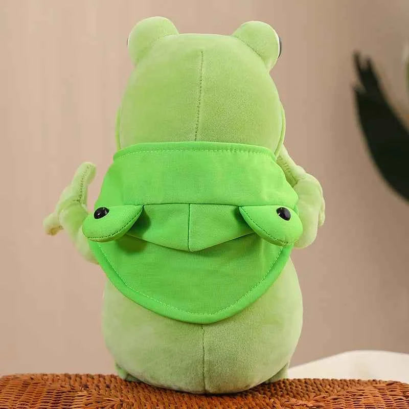 Kawaii Cloak Frog Plush Toy – Cute Big Eyes Stuffed Frog Pillow