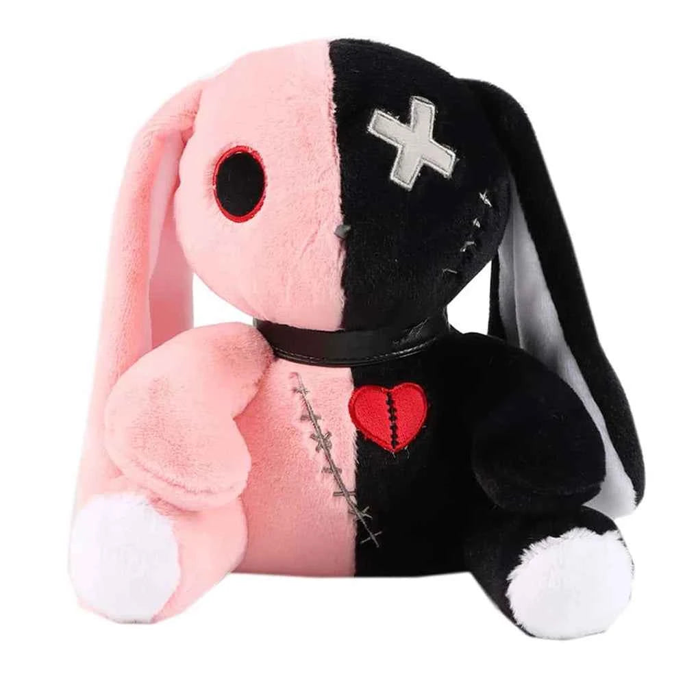 23cm Spooky Gothic Bunny Plush Toy Creepy Rabbit Plushie Stuffed Animal Toys Cute Horror Doll for Birthday Gift Halloween Decor