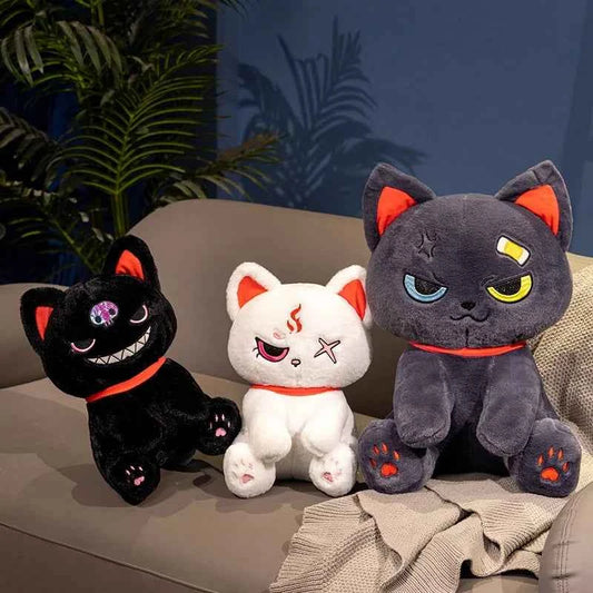 Dark Pirate Cat Plush Toy – Gothic Halloween Stuffed Black Cat Doll