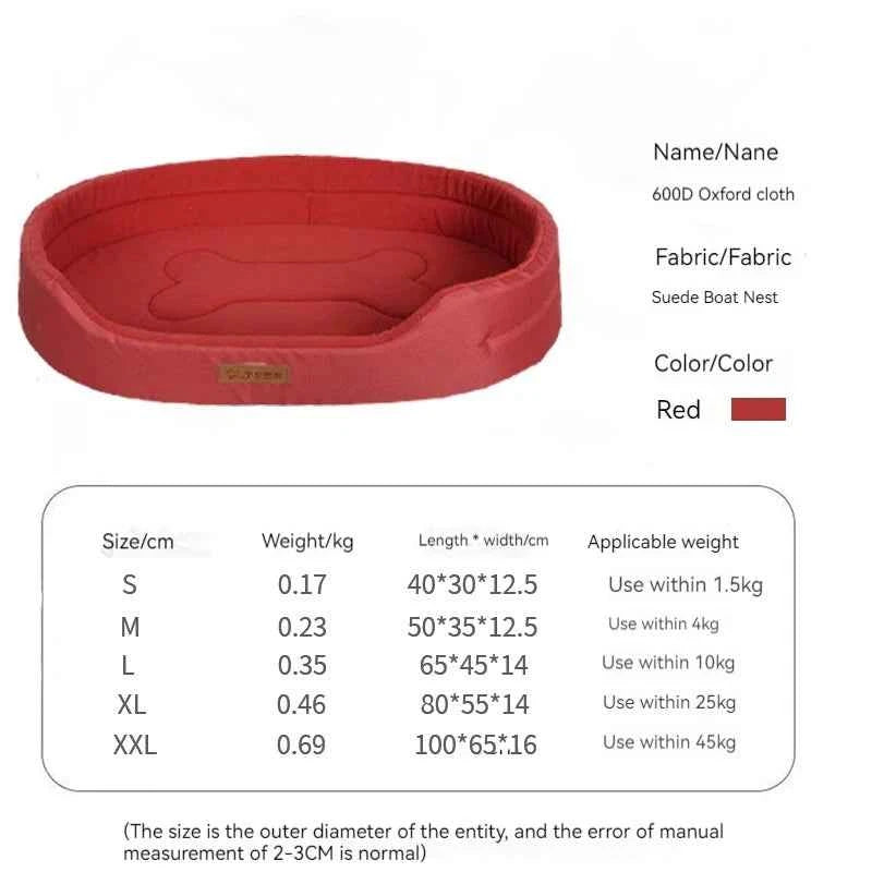Oxford Cloth Dog Bed Mat – Moisture-Resistant Pet Mattress with Sponge Filling Red