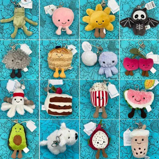 Marshmallow Plush Toy, Mini Cherry Charm, Jellyfish Plush Toy, Watermelon, Sunflower, JC Sour Pickle Bag Charm