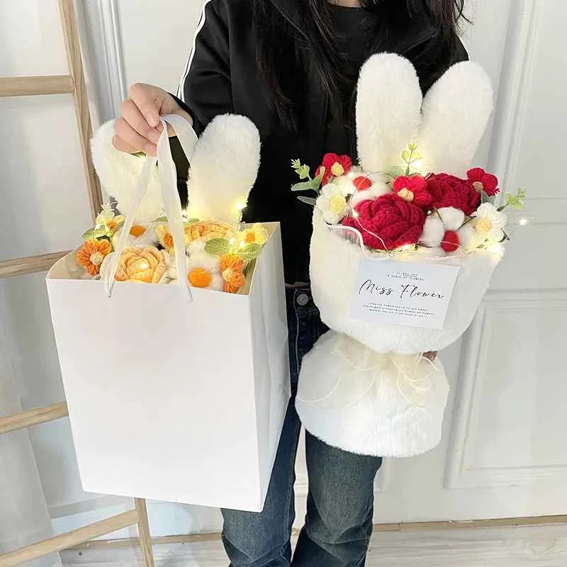 Cute Knitted Rabbit Plush Bouquet - Graduation/Valentine's Day/Birthday Gift