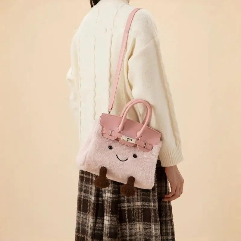 Cute Plush Doll Tote Bag – Large Capacity Kawaii Shoulder Bag A1